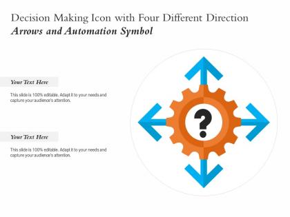 Decision making icon with four different direction arrows and automation symbol