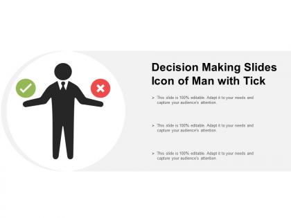 Decision making slides icon of man with tick