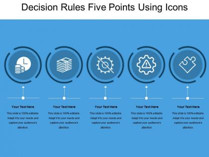 Decision rules five points using icons