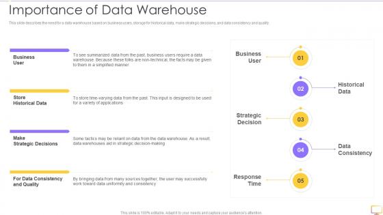 Decision Support System DSS Importance Of Data Warehouse Ppt Slides Icons