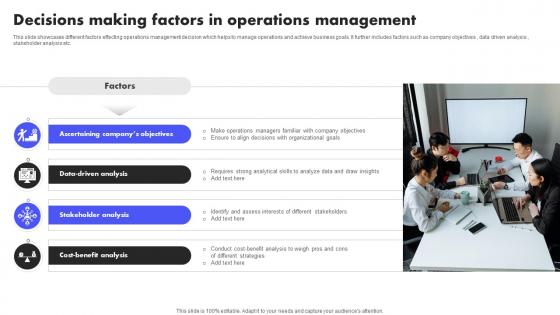 Decisions Making Factors In Operations Management