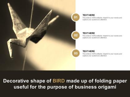 Decorative shape of bird made up of folding paper useful for the purpose of business origami
