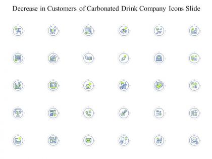 Decrease in customers of carbonated drink company icons slide
