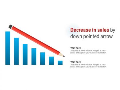 Decrease in sales by down pointed arrow