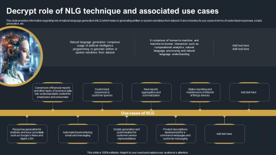 Decrypt Role Of NLG Technique And Associated Use Cases Decoding Natural Language AI SS V