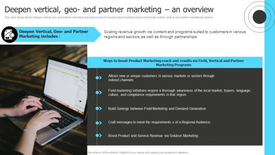 Deepen Vertical Geo And Partner Marketing An Overview Product Marketing To Shape Product Strategy