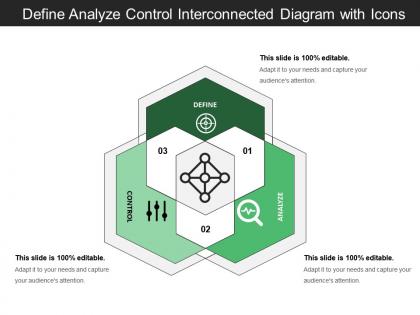 Define analyze control interconnected diagram with icons