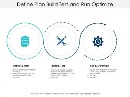 Define plan build test and run optimize