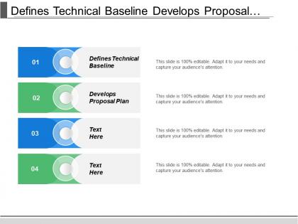 Defines technical baseline develops proposal plan lead generation