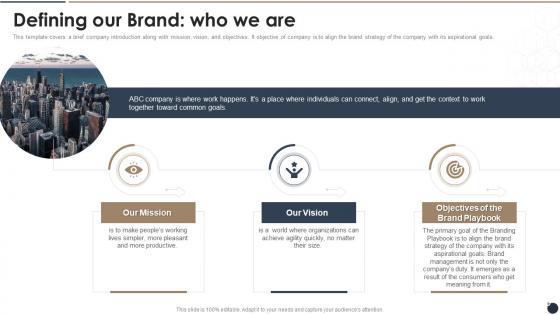 Defining Our Brand Who We Are Brand Playbook Ppt Model Show