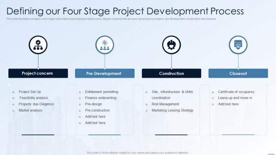 Defining Our Four Stage Project Development Process Financing Alternatives For Real Estate Developers