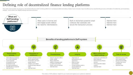 Defining Role Of Decentralized Finance Lending Platforms Understanding Role Of Decentralized BCT SS