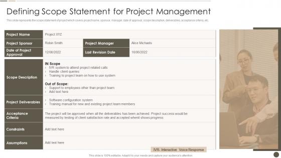Defining Scope Statement For Project Management Time Management Strategy To Ensure Project Success