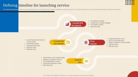 Defining Timeline For Launching Service Executing New Service Sales And Marketing Process