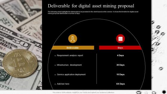 Deliverable For Digital Asset Mining Proposal Ppt Infographic Template Backgrounds