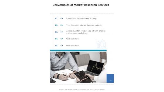 Deliverables Of Market Research Services Market Research For One Pager Sample Example Document
