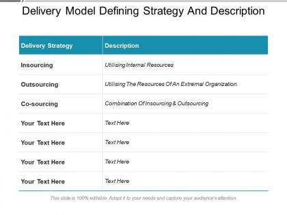 Delivery model defining strategy and description
