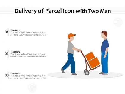 Delivery of parcel icon with two man