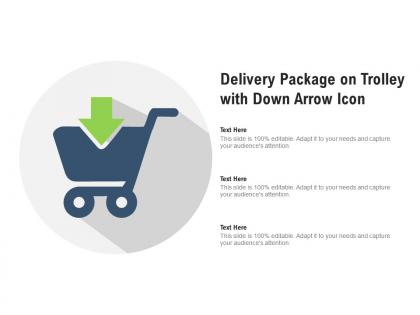 Delivery package on trolley with down arrow icon