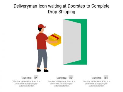 Deliveryman icon waiting at doorstep to complete drop shipping