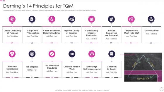 Demings 14 Principles For Tqm Quality Assurance Plan And Procedures Set 1