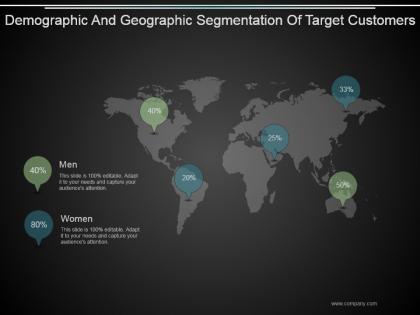 Demographic and geographic segmentation of target customers ppt ideas