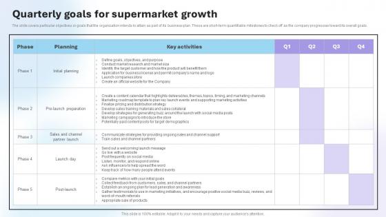 Department Store Business Plan Quarterly Goals For Supermarket Growth BP SS V