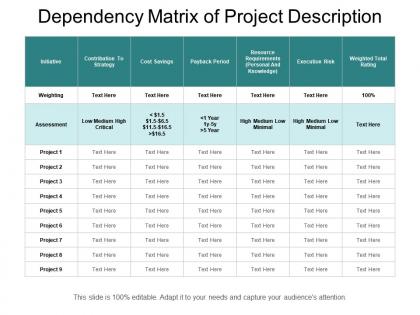 Dependency Matrix Project Gantt Chart For Systematic Approach ...