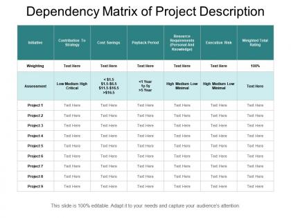 Dependency matrix of project description
