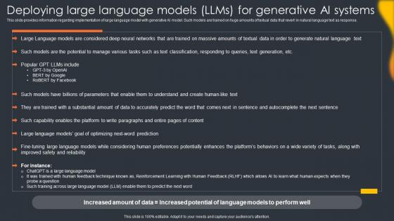 Deploying Large Language Models Llms For Generative Ai Systems Generative Ai Artificial Intelligence AI SS