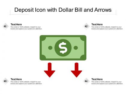 Deposit icon with dollar bill and arrows