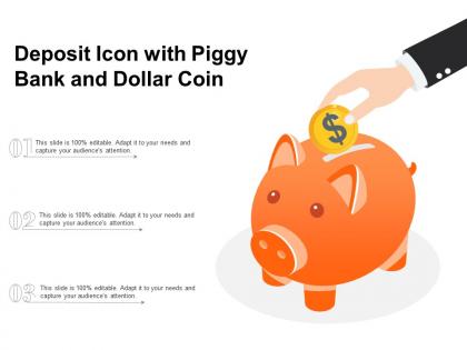 Deposit icon with piggy bank and dollar coin
