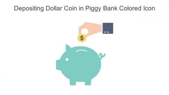 Depositing Dollar Coin In Piggy Bank Colored Icon In Powerpoint Pptx Png And Editable Eps Format