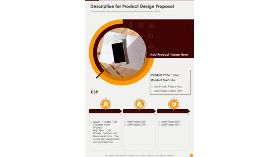 Description For Product Design Proposal One Pager Sample Example Document