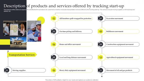 Description Of Products And Commercial Trucking Industry Business Plan BP SS