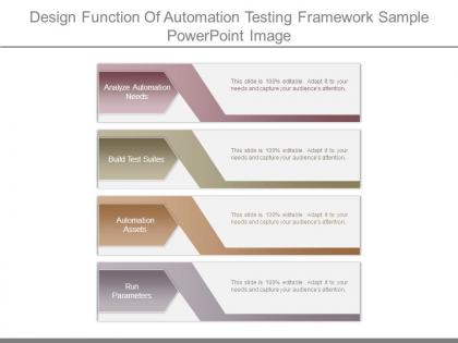 Design function of automation testing framework sample powerpoint image