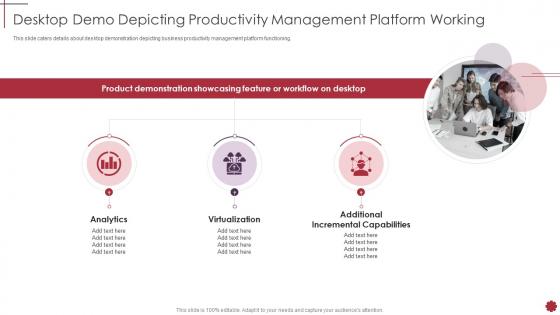 Desktop demo depicting business productivity management software investor funding