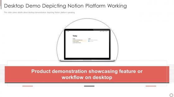 Desktop demo depicting notion platform working notion investor funding elevator pitch deck