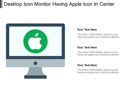 Desktop icon monitor having apple icon in center