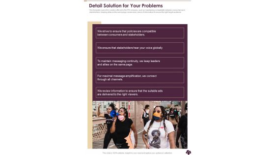 Detail Solution For Your Problems One Pager Sample Example Document