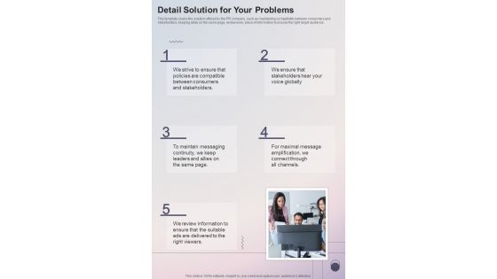 Detail Solution For Your Problems Pr Proposal One Pager Sample Example Document