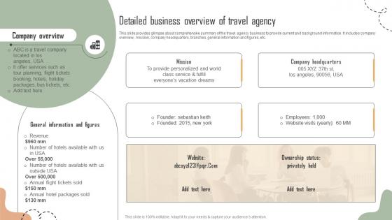 Detailed Business Overview Of Travel Agency Building Comprehensive Travel Agency Strategy SS V
