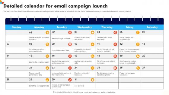 Detailed Calendar For Email Campaign Launch