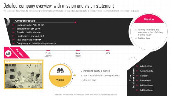 Detailed Company Overview With Mission And Vision Key Strategies For Improving Cost Efficiency