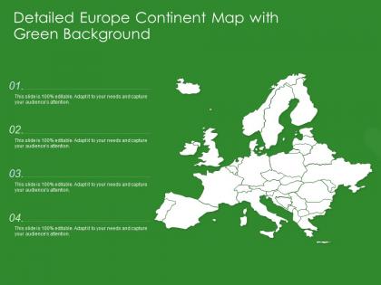 Detailed europe continent map with green background