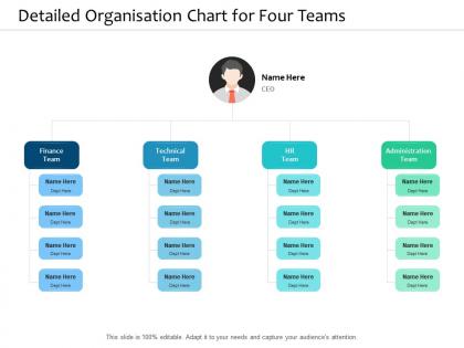 Detailed organisation chart for four teams