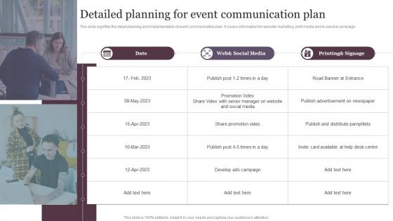 Detailed Planning For Event Communication Plan