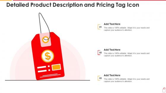 Detailed product description and pricing tag icon