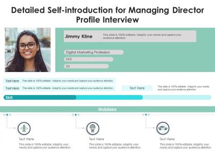 Detailed self introduction for managing director profile interview infographic template