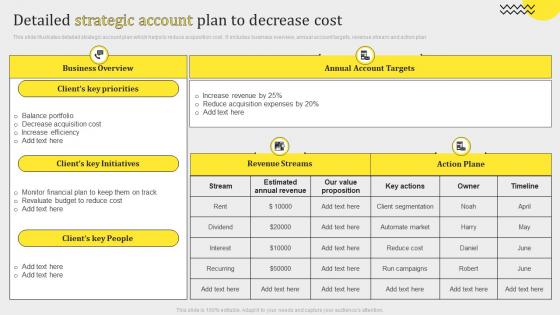 Detailed Strategic Account Plan To Decrease Cost